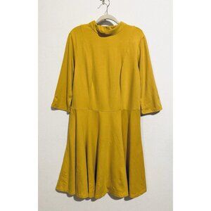 Unique Vintage Dress Womens 2X Mustard Yellow Swing Midi 50s Retro Rockabilly